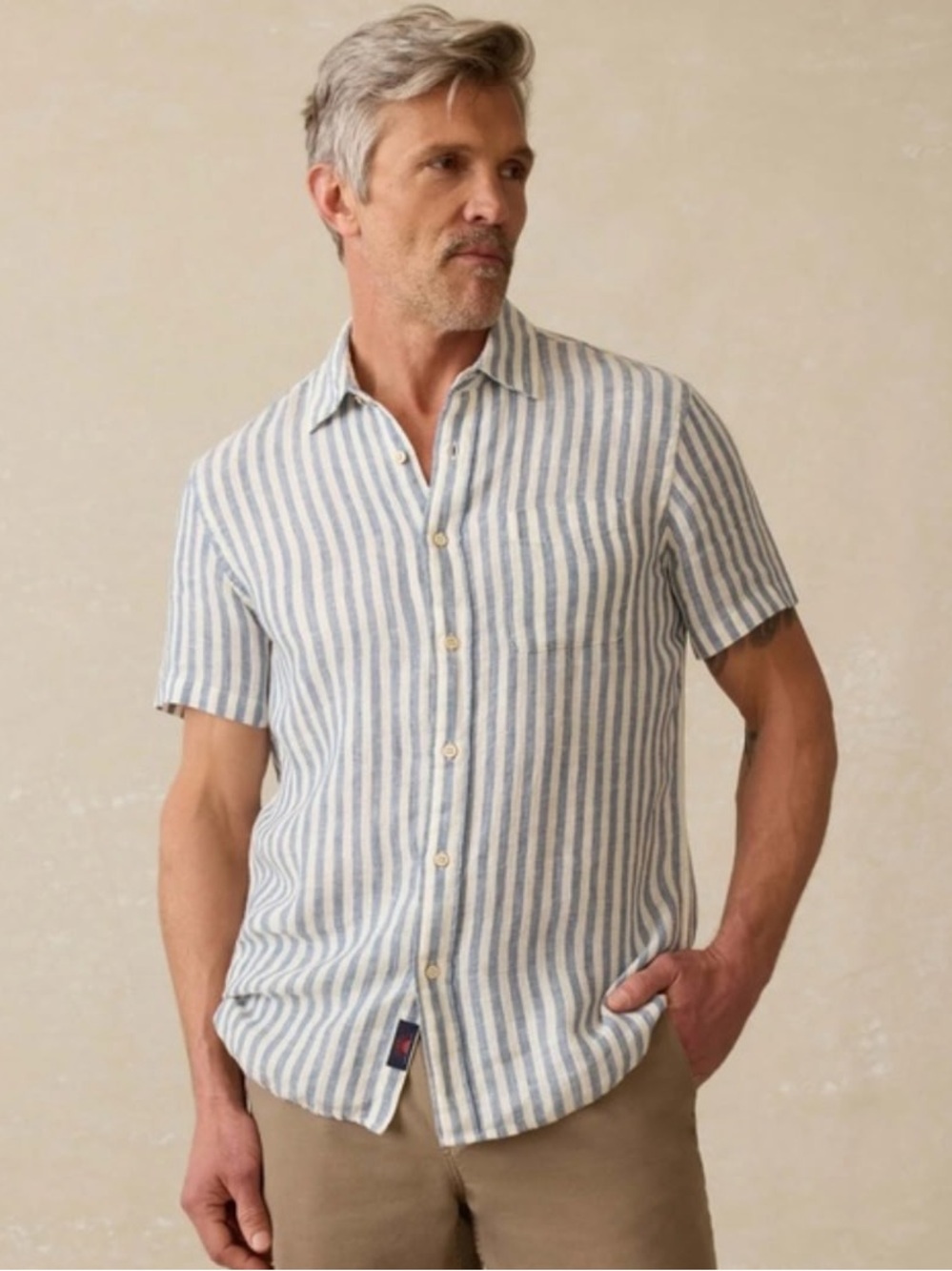 Faherty Short-Sleeve Palma Linen Shirt XXL